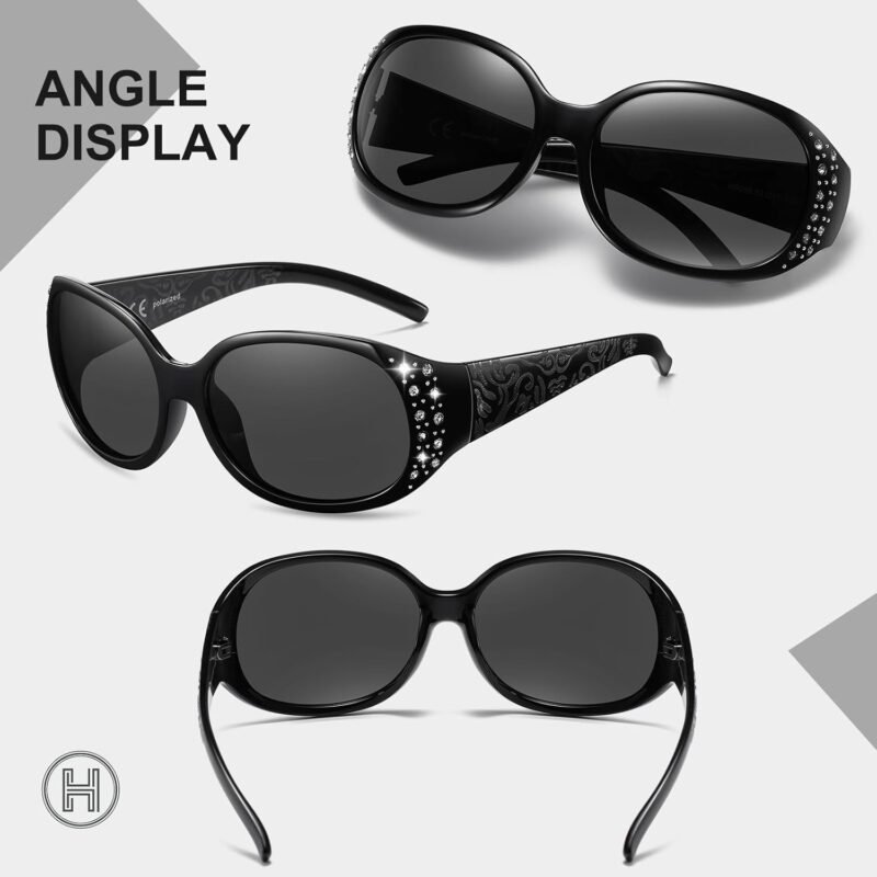 CEREMONYT Sunglasses Oval Sunglasses for Women, Rhinestone Wrap Around Sunglasses with UV400 Protection