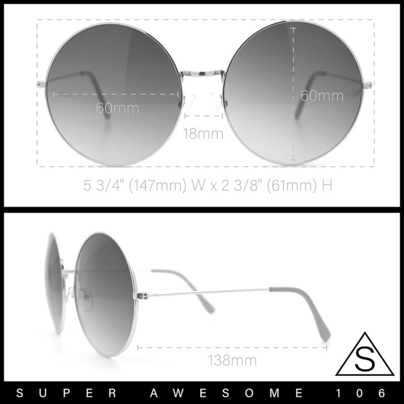 CEREMONYT Sunglasses Round Classic Oversize Joplin Style Hippie Round Circle Lens Sunglasses