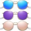 CEREMONYT Sunglasses Round Polarized Sunglasses for Women Men Classic Retro Metal Frame Sun Glasses UV Protection