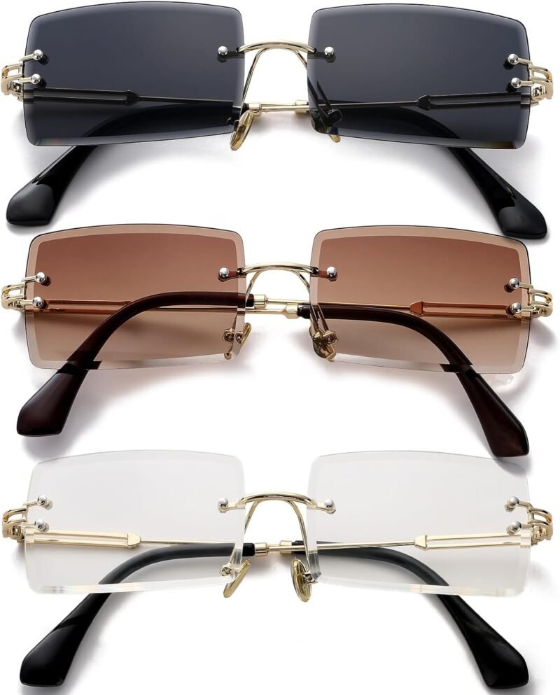 CEREMONYT Sunglasses Square  Rectangle Sunglasses for Women Men Vintage Rimless Square Sun Glasses Candy Color