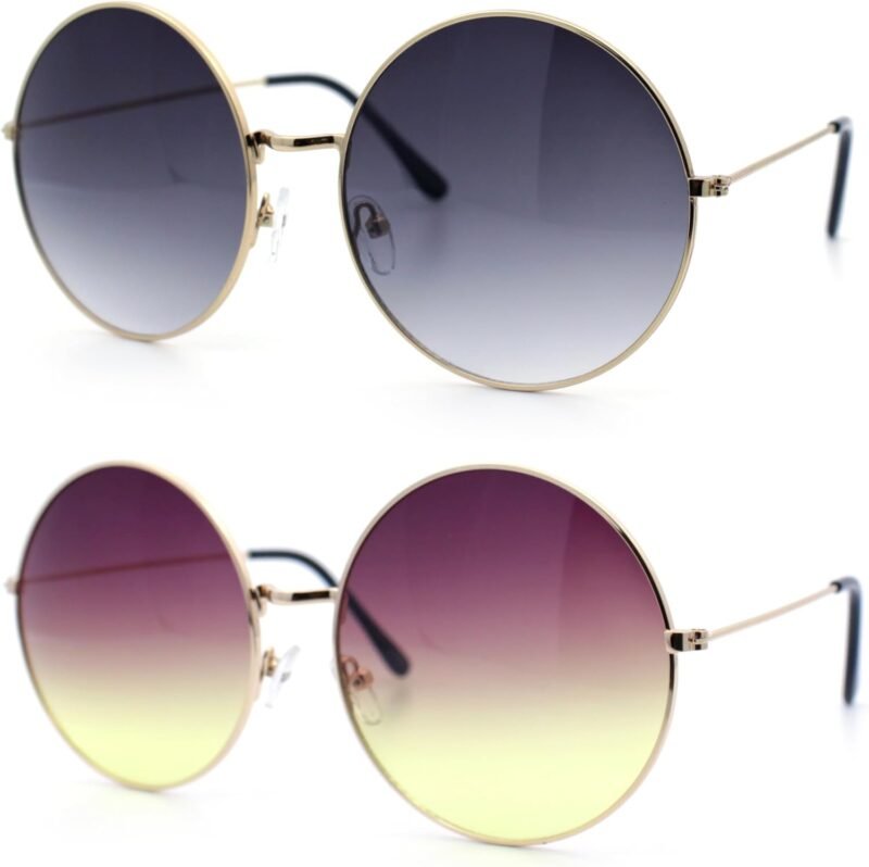CEREMONYT Sunglasses Round Classic Oversize Joplin Style Hippie Round Circle Lens Sunglasses