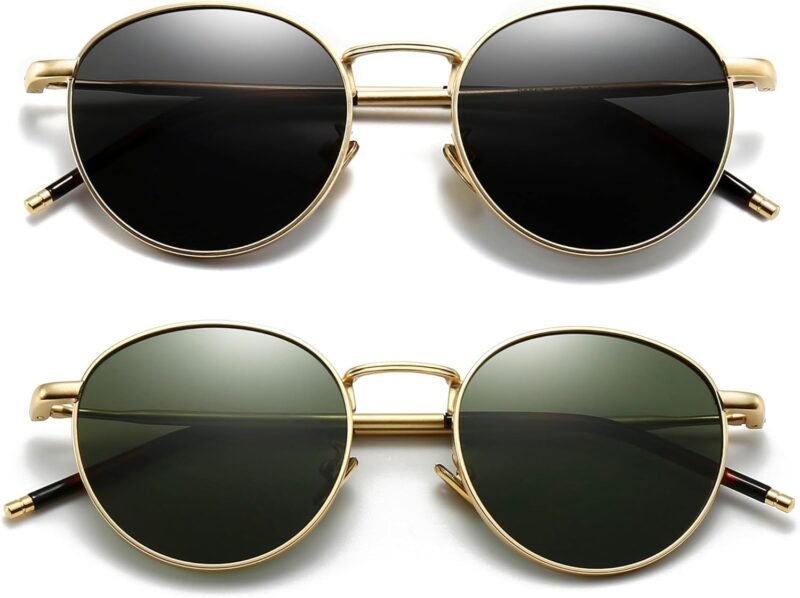 CEREMONYT Sunglasses Round  Ponderable Metal Round Sunglasses for Men Women Classic Vintage Polarized Circle Sun Glasses