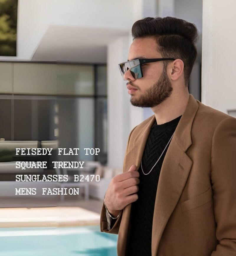 CEREMONYT Sunglasses Square  Oversized Sunglasses Mens Womens Flat Top Square Trendy Visor Shades UV400 B2470
