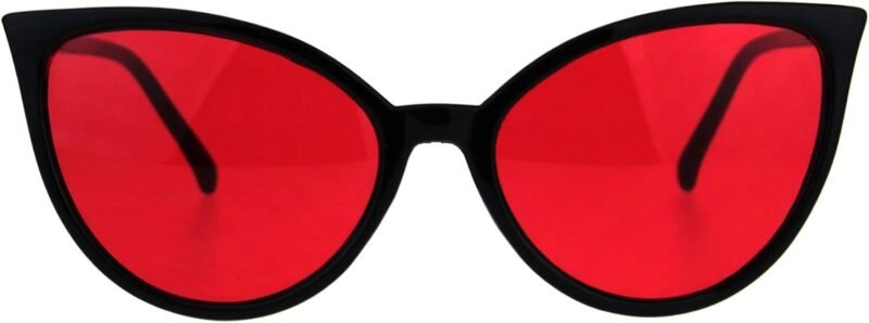 CEREMONYT Sunglasses Cat Eye Womens Oversized Cat Eye Goth Pop Color Lens Plastic Sunglasses