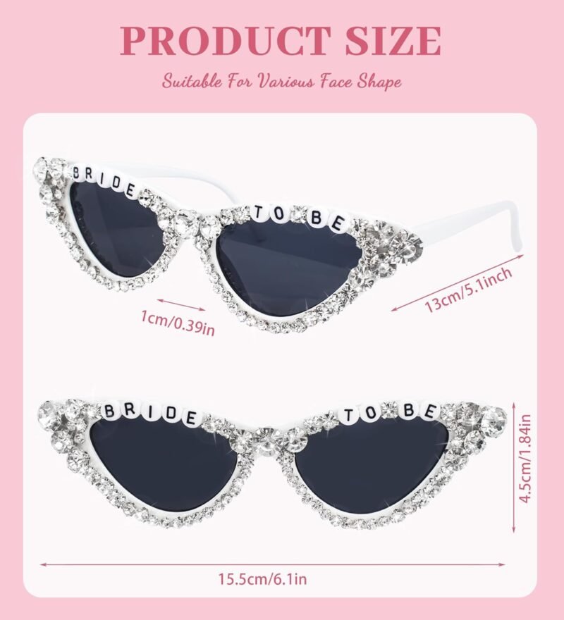 CEREMONYT Sunglasses Cat EyeBride Sunglasses for Bachelorette White Heart Glasses for Bride to Be Gift, Bachelorette Accessories Party Favors