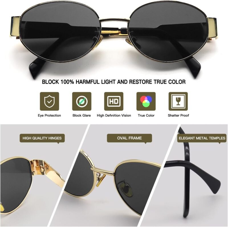 CEREMONYT Sunglasses Oval Sunglasses for Women Trendy Designer Sun Glasses for Small Face  Oval  Metal Frame Womens Shades