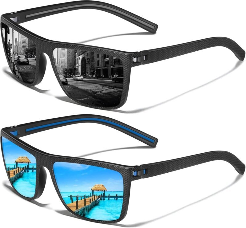 CEREMONYT Sunglasses Square Polarized Sunglasses Wayfarerfor Men Vintage Style Driving Travel Sun Glasses Lightweight Frame UV Protection Goggles