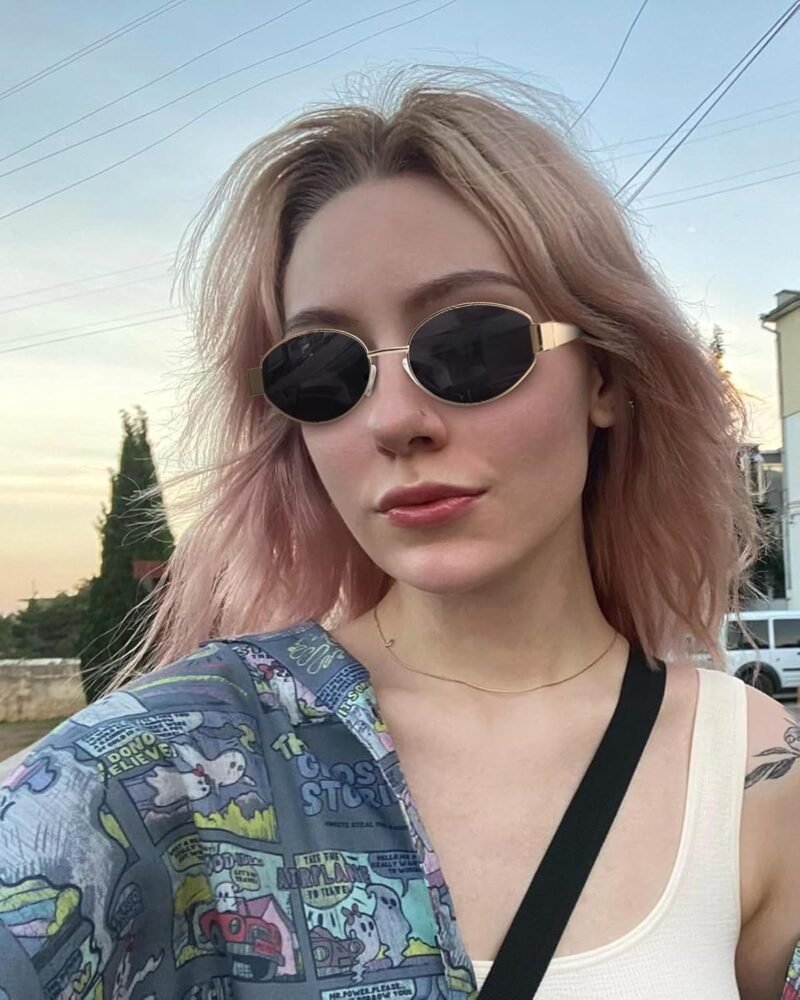 CEREMONYT Sunglasses Oval Sunglasses for Women Men, Trendy Designer Metal Style UV400 Protection Sun Glasses