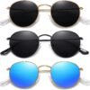 CEREMONYT Sunglasses Round Polarized Sunglasses for Women Men Classic Retro Metal Frame Sun Glasses UV Protection