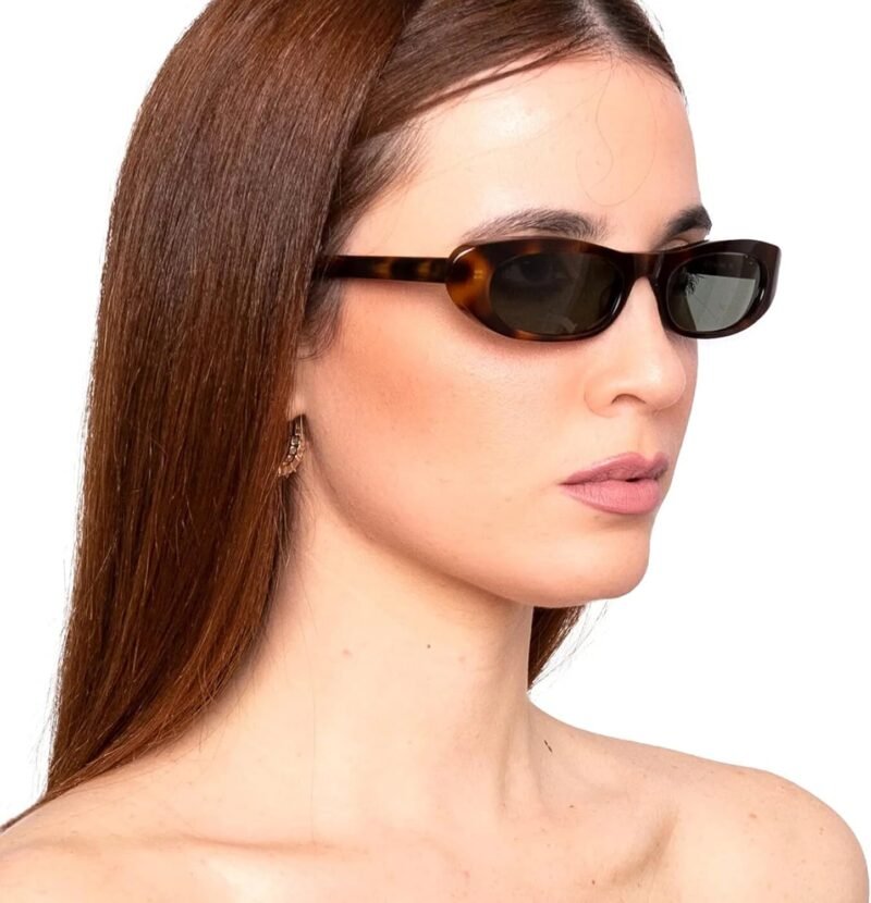 CEREMONYT Sunglasses Oval Narrow Cat Eye Sunglasses for Women 90s  Oval  Womens Oval Sunglasses Fashion Small Black Shades