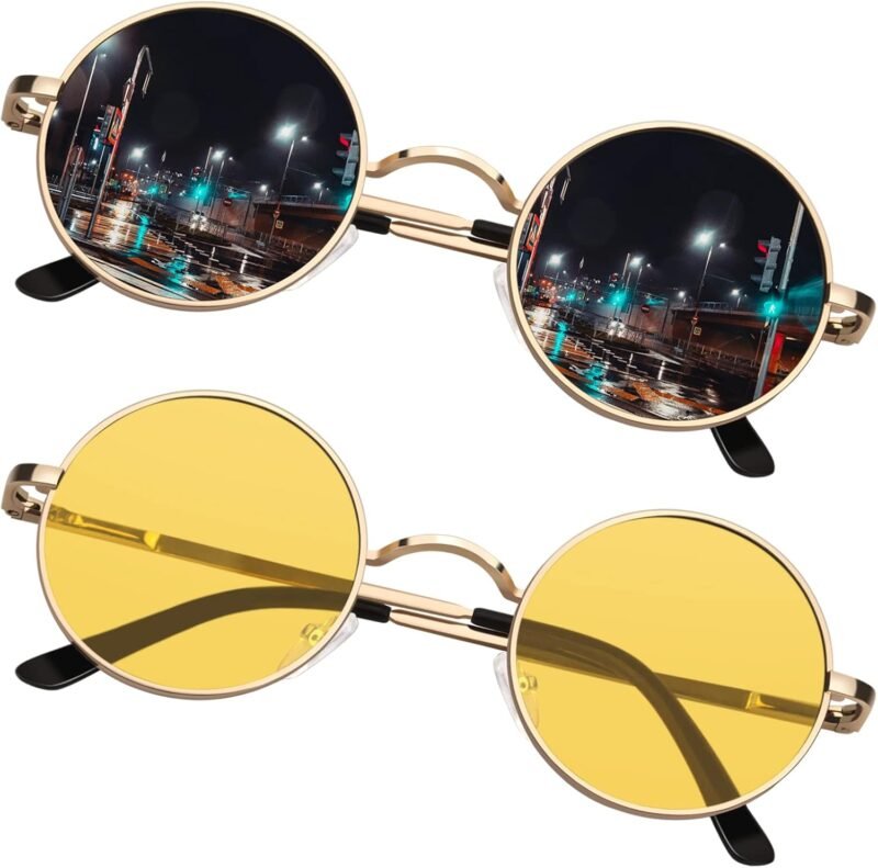 CEREMONYT Sunglasses Round  Men Women Shades Polarized Hippie Lennon Retro Circle UV400 Sun Glasses