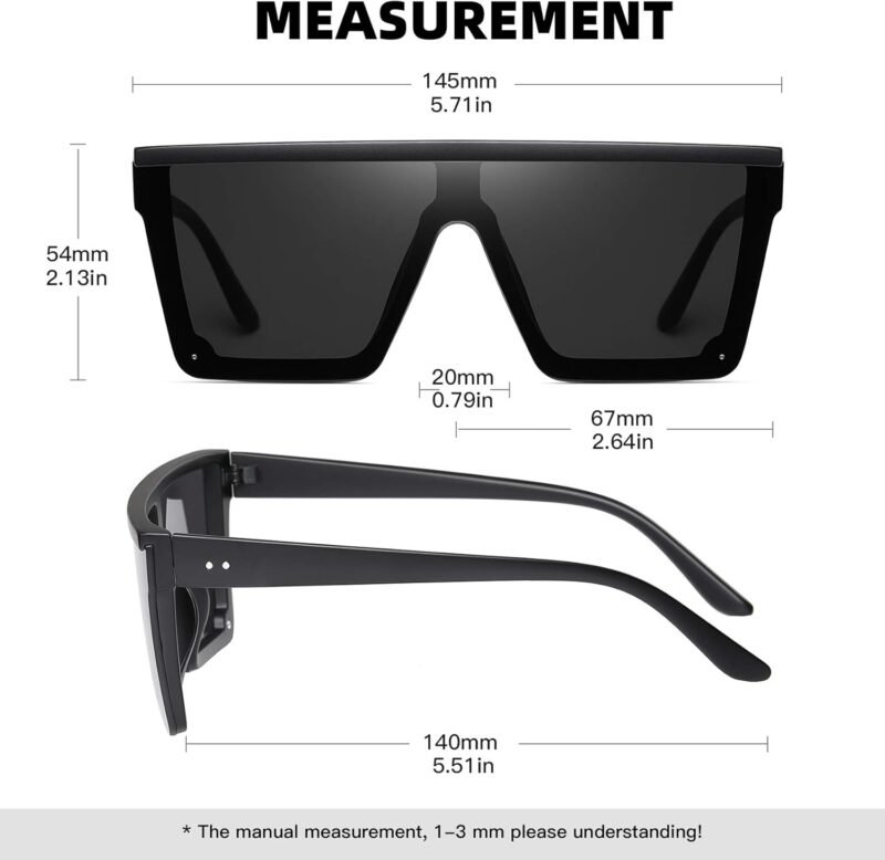 CEREMONYT Sunglasses Square  Oversized Square Sunglasses for Women Men Fashion Siamese Lens Style Flat Top Shield Shades