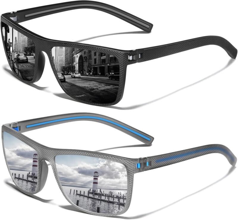 CEREMONYT Sunglasses Square Polarized Sunglasses Wayfarerfor Men Vintage Style Driving Travel Sun Glasses Lightweight Frame UV Protection Goggles