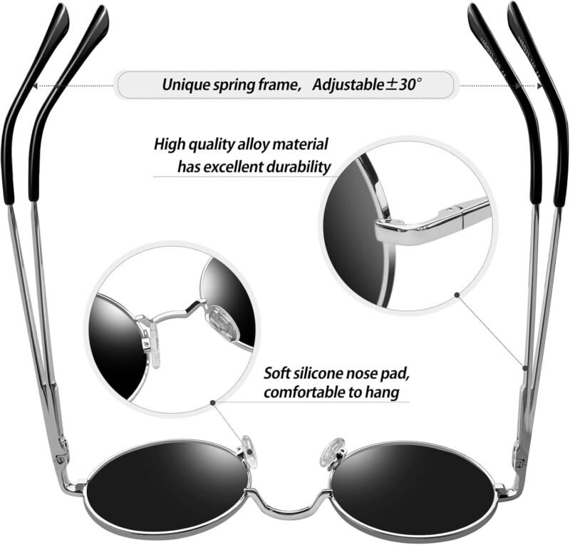 CEREMONYT Sunglasses Round  Round Sunglasses for Women Men Polarized Circle Sun Glasses UV Blocking Gojo Satoru Cosplay (2 Pack)