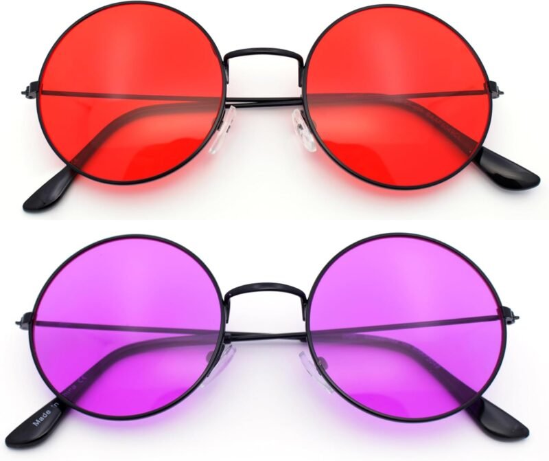 CEREMONYT Sunglasses Round  Retro Vintage Flat Color Circle Round Lens Sunglasses