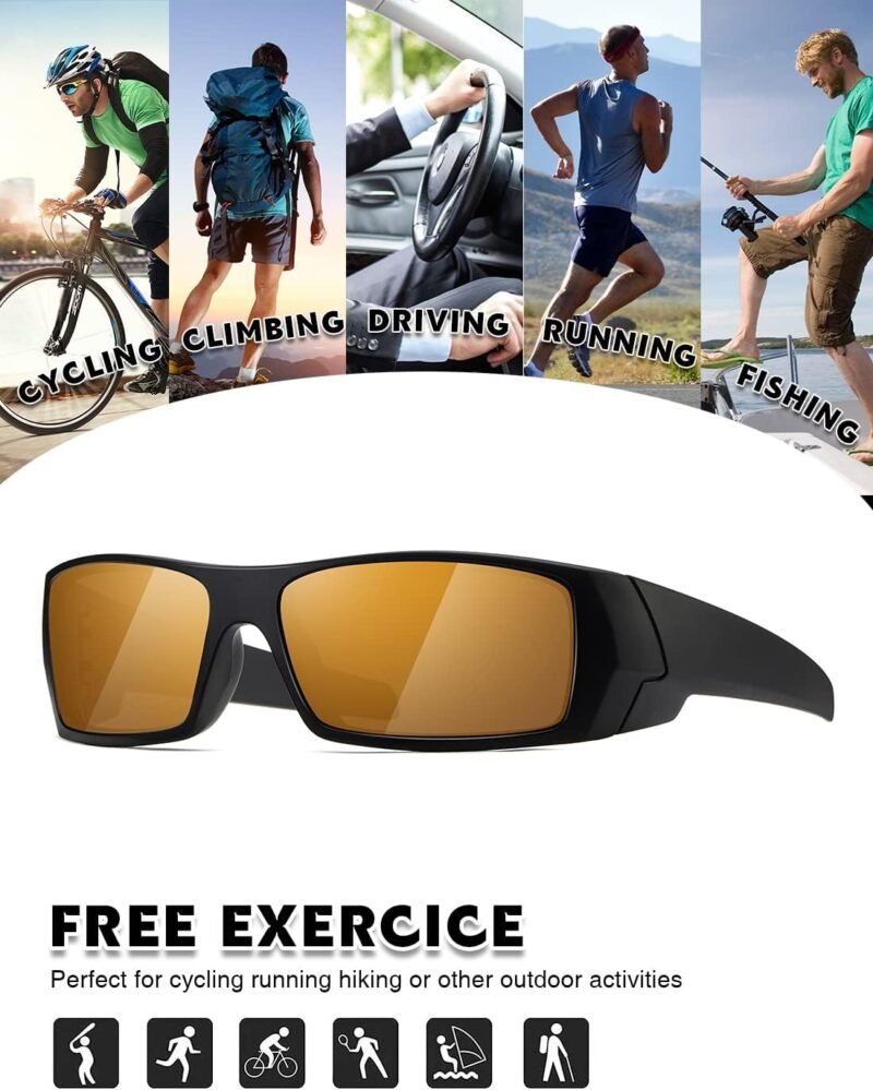 CEREMONYT Sunglasses Wraparound Polarized Sunglasses Men Womens Trendy Retro Sports Rectangular Wrap Around Vintage Shot Shield