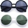 CEREMONYT Sunglasses Round  Womens Wizard Round Circle Lens Plastic Mod Fashion Sunglasses