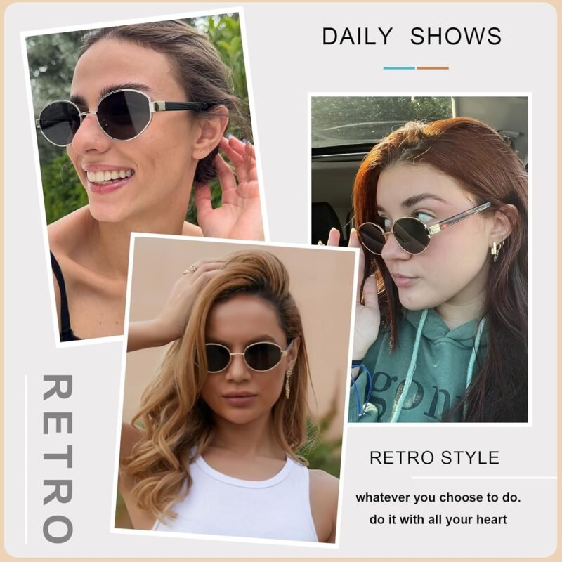 71LGO7wUcUL._AC_SL1500 CEREMONYT Sunglasses Oval Sunglasses Women/Men, Vintage 70s 80s 90s UV400 Protection Eyewear, 56 mm Lens Width