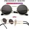 CEREMONYT Sunglasses Round Steampunk Sunglasses Circle Lennon Glasses Gothic Metal Frame 100% UV Blocking Lens