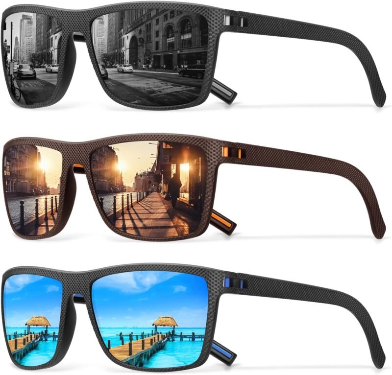 CEREMONYT Sunglasses Square Polarized Sunglasses Wayfarerfor Men Vintage Style Driving Travel Sun Glasses Lightweight Frame UV Protection Goggles