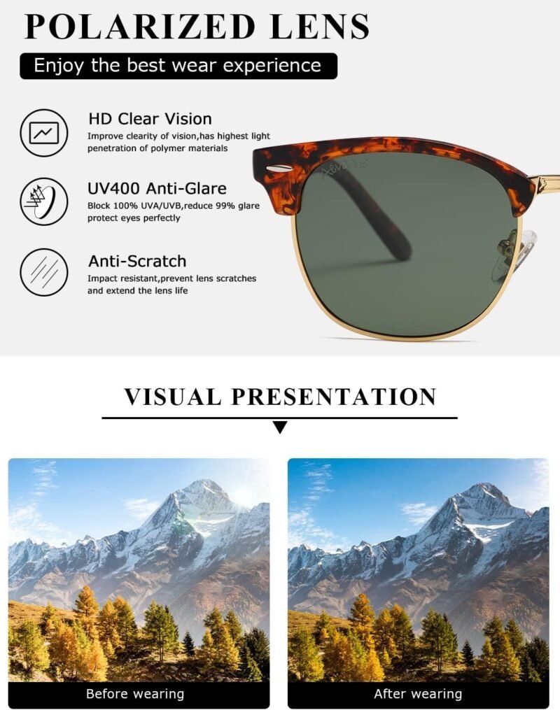 CEREMONYT Sunglasses Polarized Sunglasses WayfarerFor Women And Men Semi Rimless Frame Retro Sun Glasses AE0369