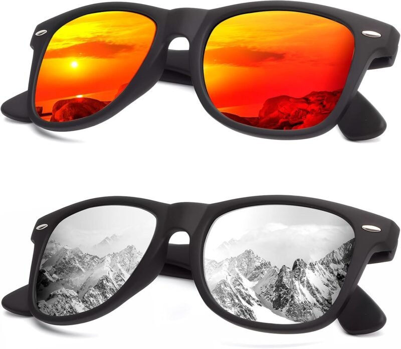 CEREMONYT Sunglasses Browline Sunglasses Men Polarized for Mens and Women Unisex Sun Glasses for Driving UV Protection