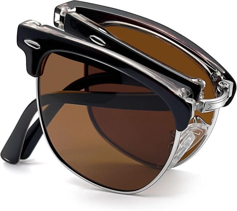 CEREMONYT Sunglasses Round  Semi-Rimless Sunglasses Half Frame Sun Glasses Brownline Shades for Women Men UV400 Protection