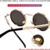 CEREMONYT Sunglasses Round Steampunk Sunglasses Circle Lennon Glasses Gothic Metal Frame 100% UV Blocking Lens