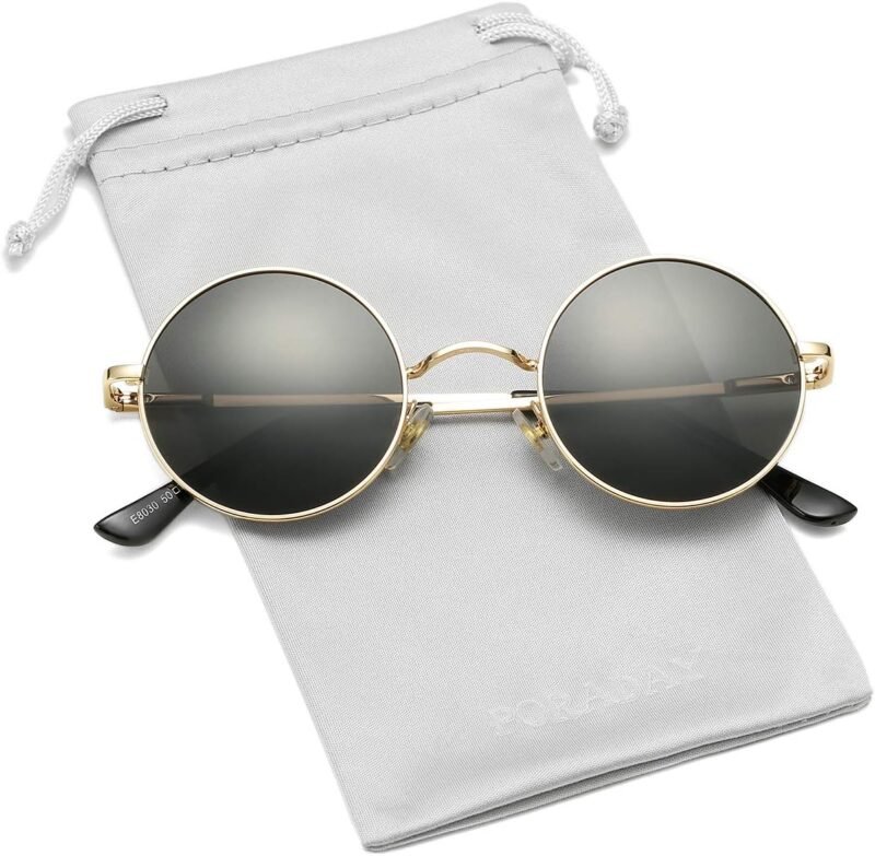 CEREMONYT Sunglasses Round Circle Lennon Glasses Retro Round Polarized Sunglasses Hippie Style Small Circle Sun Glasses