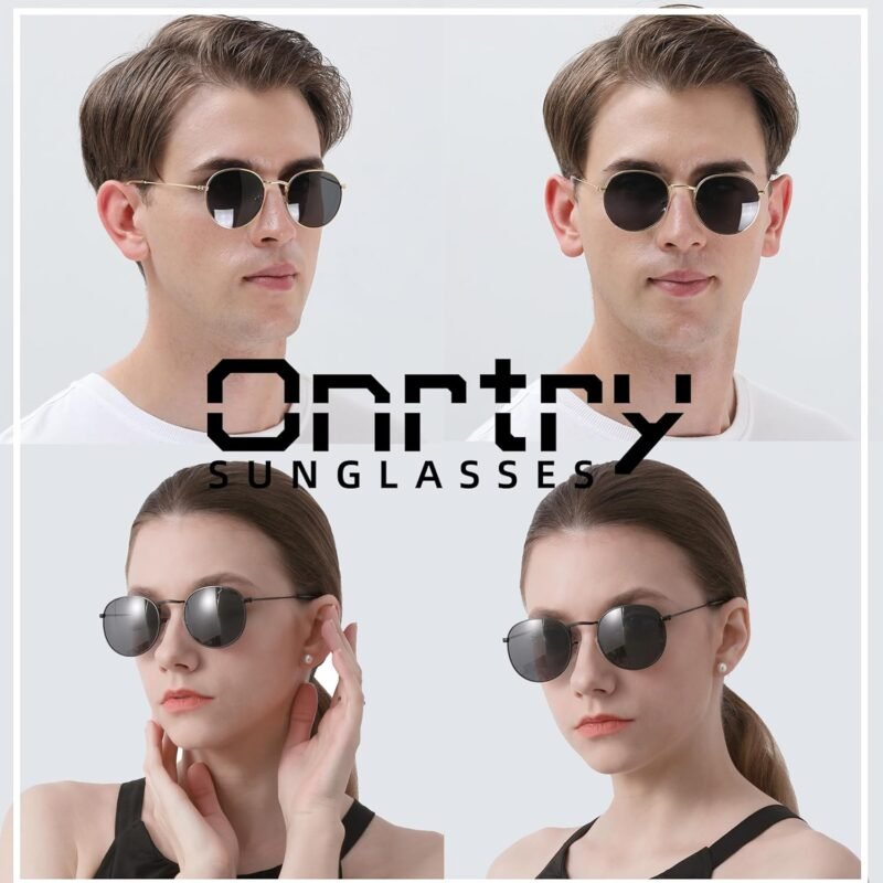 CEREMONYT Sunglasses Round Small Round Polarized Sunglasses for Men Women Classic Circle Metal Frame Sun Glasses 2 Pack