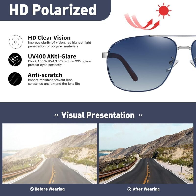 CEREMONYT Sunglasses Polarized  Sunglasses for Men Classic Sunglasses, UV400 Protection Mirror Lens, Fashion Vintage