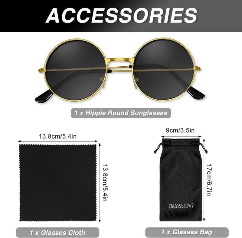 CEREMONYT Sunglasses Round 1-3 Pairs Hippie Sunglasses 70s Round Hippie Glasses Party Decoration Sunglasses for Women with Colored Glasses Cloth