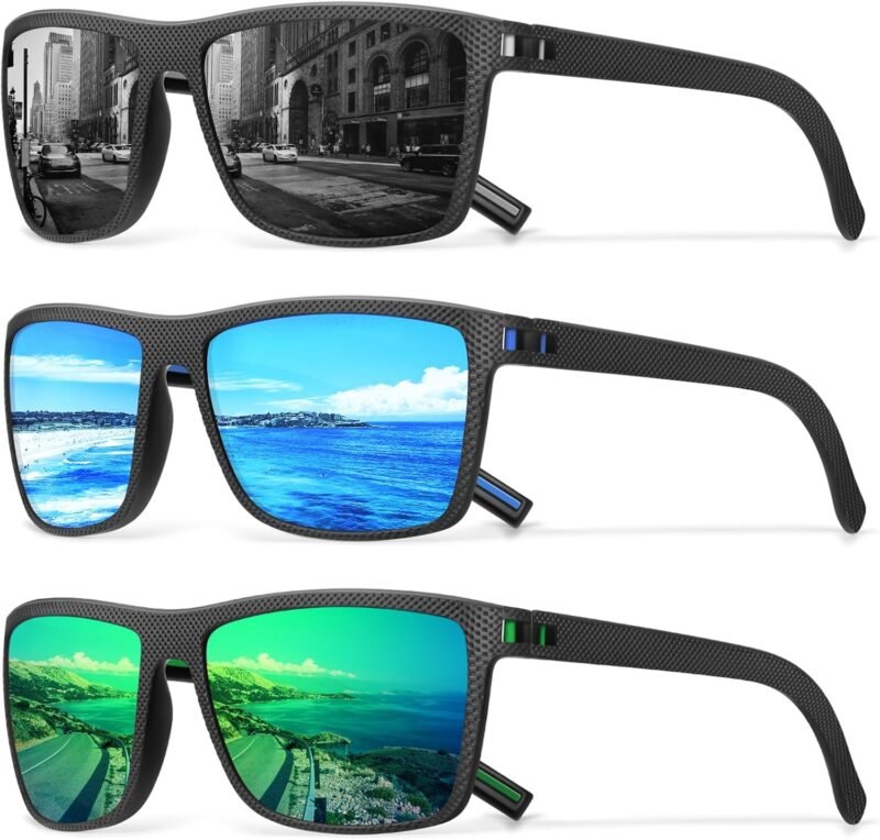 CEREMONYT Sunglasses Square Polarized Sunglasses Wayfarerfor Men Vintage Style Driving Travel Sun Glasses Lightweight Frame UV Protection Goggles