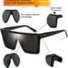 CEREMONYT Sunglasses Square  Oversized Sunglasses Mens Womens Flat Top Square Trendy Visor Shades UV400 B2470