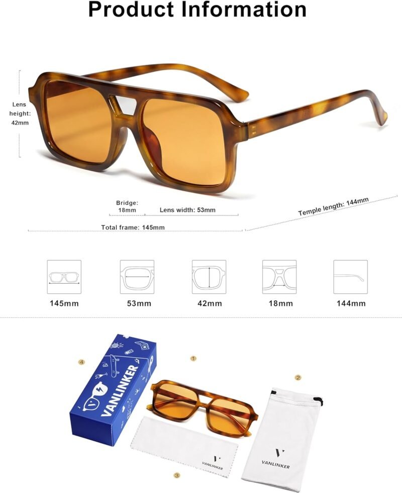 CEREMONYT Sunglasses Square  Retro 70s Square Aviator Sunglasses for Women Men Vintage Trendy Rectangle Sun Glasses VL9816