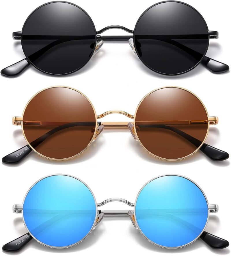 CEREMONYT Sunglasses Round  Small Round Sunglasses Polarized for Men Women Retro Vintage Circle Hippie Sun Glasses UV400