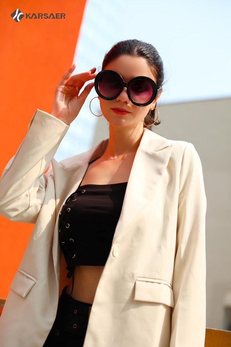 CEREMONYT Sunglasses Round Retro Oversized Round Sunglasses Women & Men, 70s 80s Fashion Trendy Big Shades K7155
