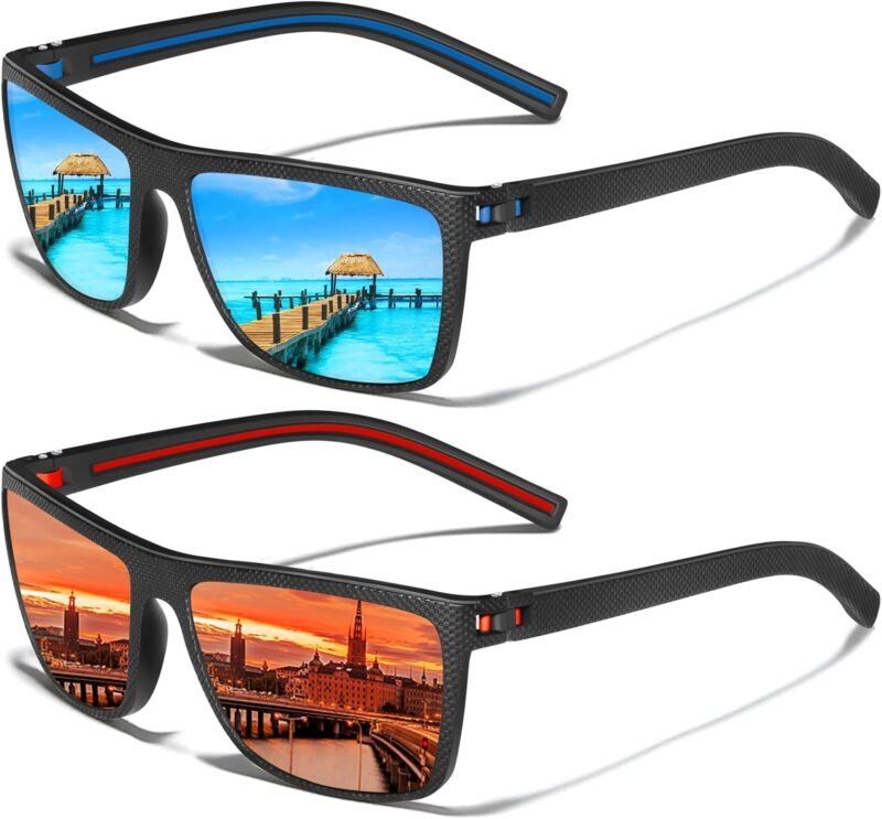 CEREMONYT Sunglasses Square Polarized Sunglasses Wayfarerfor Men Vintage Style Driving Travel Sun Glasses Lightweight Frame UV Protection Goggles