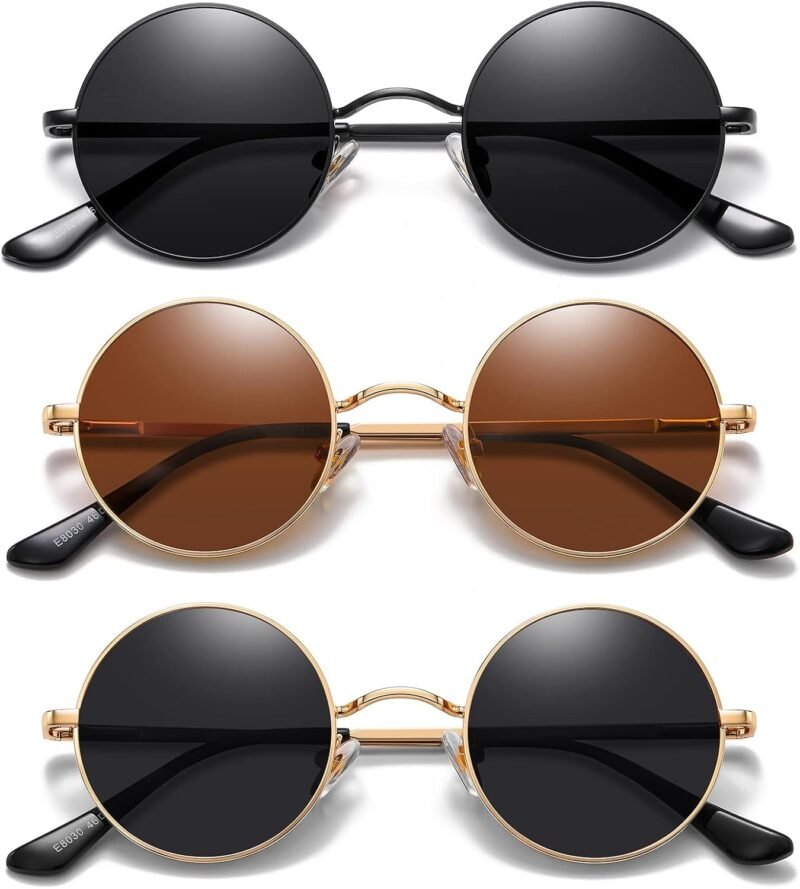 CEREMONYT Sunglasses Round  Small Round Sunglasses Polarized for Men Women Retro Vintage Circle Hippie Sun Glasses UV400