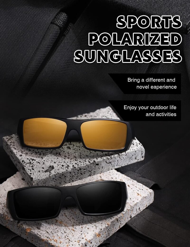 CEREMONYT Sunglasses Wraparound Polarized Sunglasses Men Womens Trendy Retro Sports Rectangular Wrap Around Vintage Shot Shield