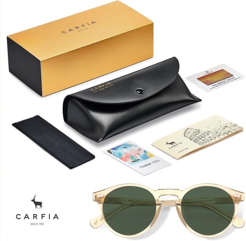 CEREMONYT Sunglasses Round  Vintage Round Acetate Polarized Sunglasses for Women UV Protection CA5288