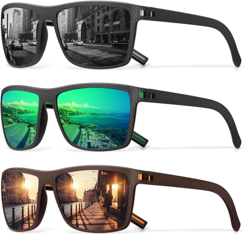 CEREMONYT Sunglasses Square Polarized Sunglasses Wayfarerfor Men Vintage Style Driving Travel Sun Glasses Lightweight Frame UV Protection Goggles