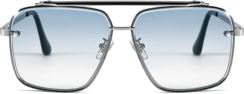 CEREMONYT Sunglasses Sunglasses, Fashion Square Pilot Sunglasses, Vintage Metal Gradient Glasses for Men and Women, B4104