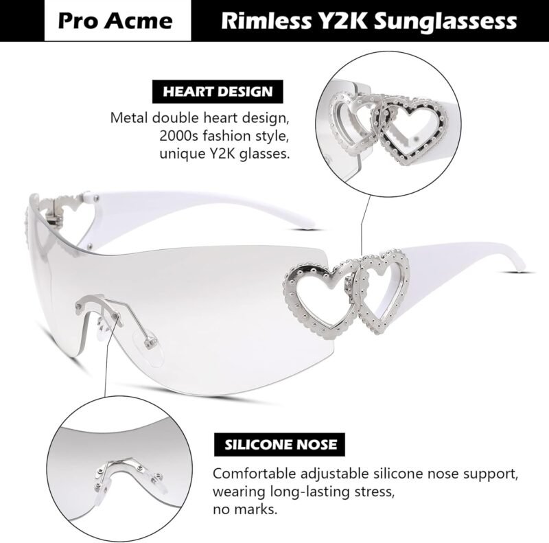 71Z92YFXMIL._AC_SL1500 CEREMONYT Sunglasses Wraparound Pro Wrap Around Rimless Sunglasses Women Men, Oversized Fashion Futuristic Sun Glasses Cool Shade 2000S Trendy