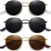 CEREMONYT Sunglasses Round Polarized Sunglasses for Women Men Classic Retro Metal Frame Sun Glasses UV Protection