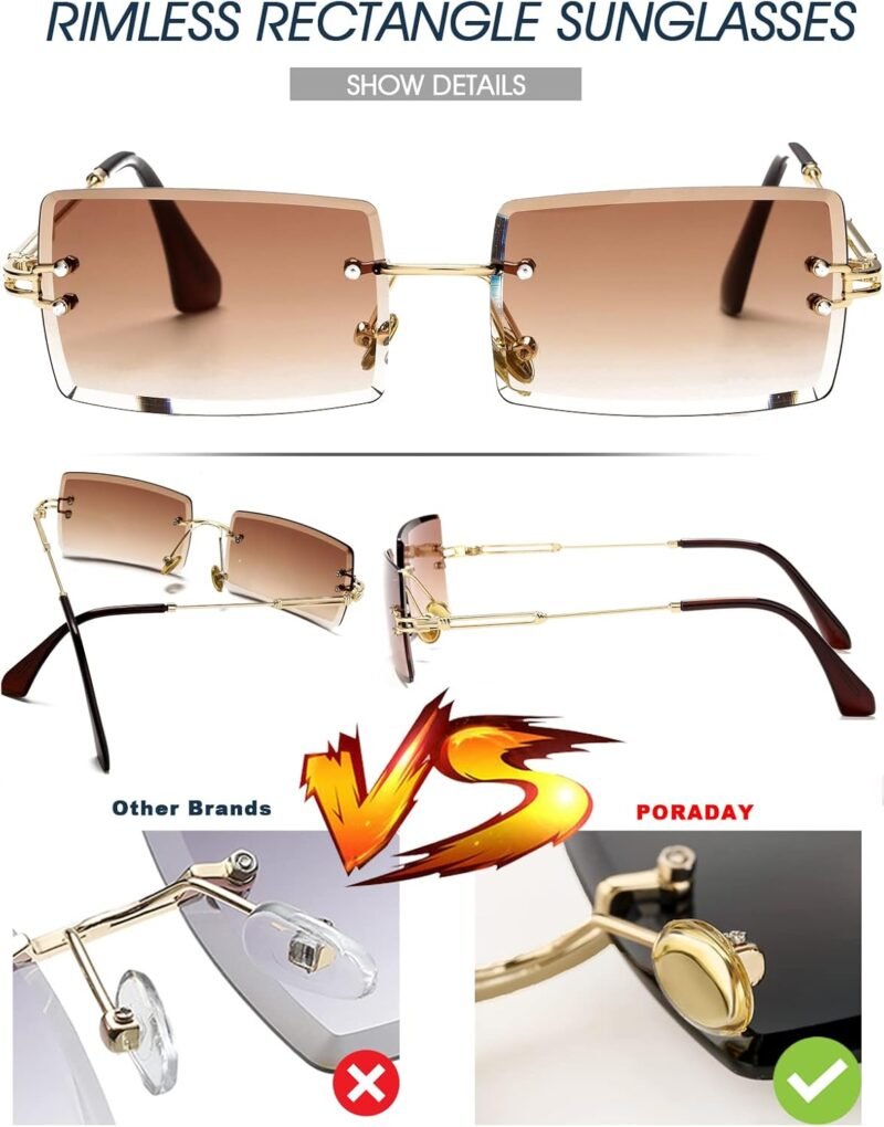 CEREMONYT Sunglasses Square  Rectangle Sunglasses for Women Men Vintage Rimless Square Sun Glasses Candy Color