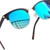 CEREMONYT Sunglasses Round  Semi-Rimless Sunglasses Half Frame Sun Glasses Brownline Shades for Women Men UV400 Protection