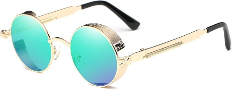 CEREMONYT Sunglasses Round  Vintage Steampunk Retro Metal Round Circle Frame Sunglasses