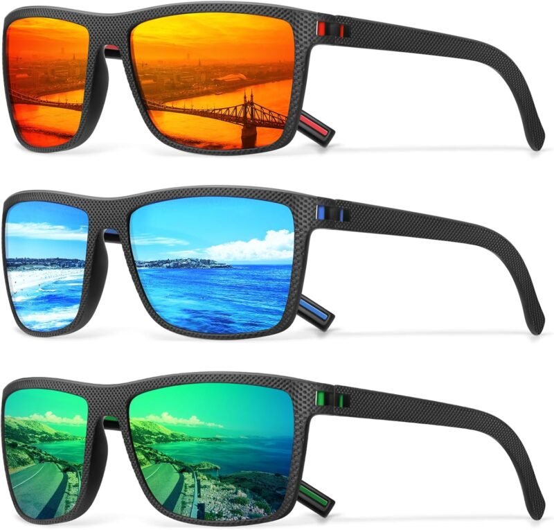 CEREMONYT Sunglasses Square Polarized Sunglasses Wayfarerfor Men Vintage Style Driving Travel Sun Glasses Lightweight Frame UV Protection Goggles