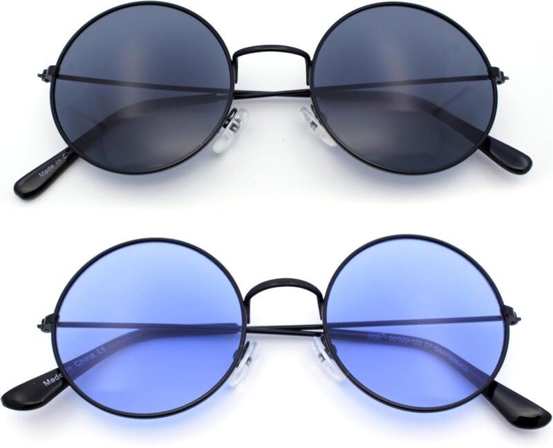 CEREMONYT Sunglasses Round  Retro Vintage Flat Color Circle Round Lens Sunglasses